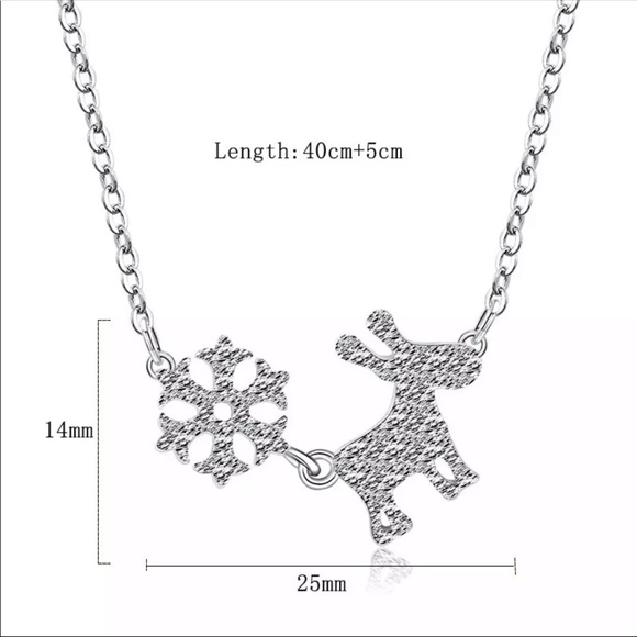 S925 Christmas Snowflake Deer Necklace - Picture 2 of 4